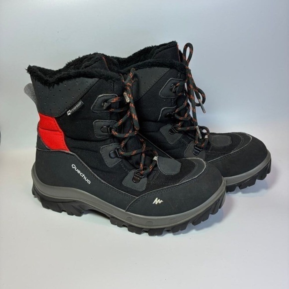 Quechua Kids Decathlon black and red snow boots Sz 4 (eu 36) excellent - Picture 5 of 6